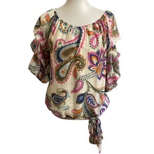 Vince Camuto Paisley Blouse Womens Medium Multi Color New